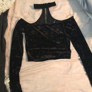 Velvet cropped choker top
